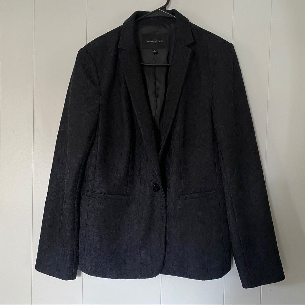 Banana Republic Black Brocade Blazer